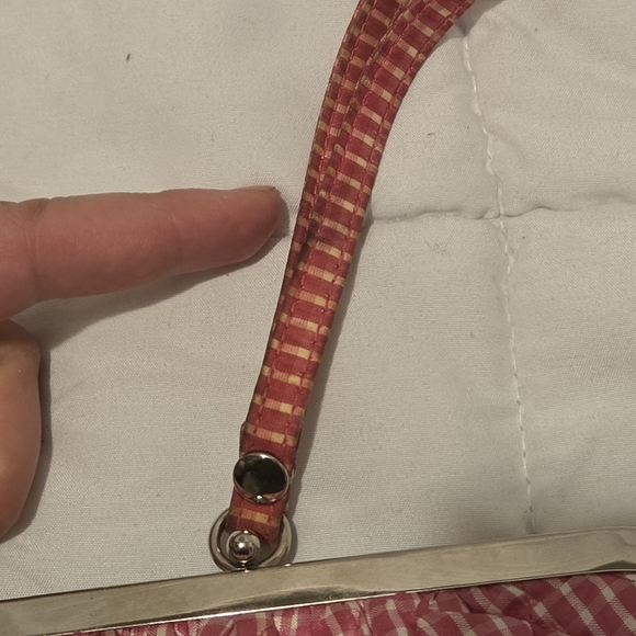 Vera Bradley Check Silk Collection Pink Checked Wristlet Retired Pattern Luxury - Picture 2 of 8
